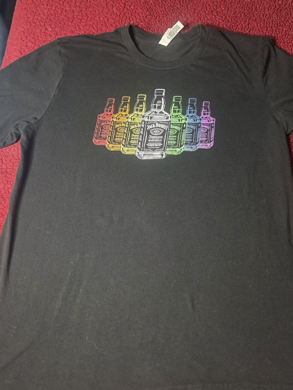 Jack Daniels Black Rainbow Bottle Graphic Tee - Men's Shirt, L